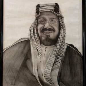 لوحة فنية – بورتريه الملك عبدالعزيز (رصاص وفحم)